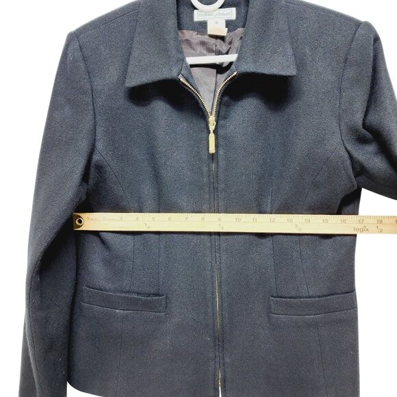 Stephanie Andrews blazer jacket Women's 100% Wool Size 4 Black Full Zip - Picture 3 of 8